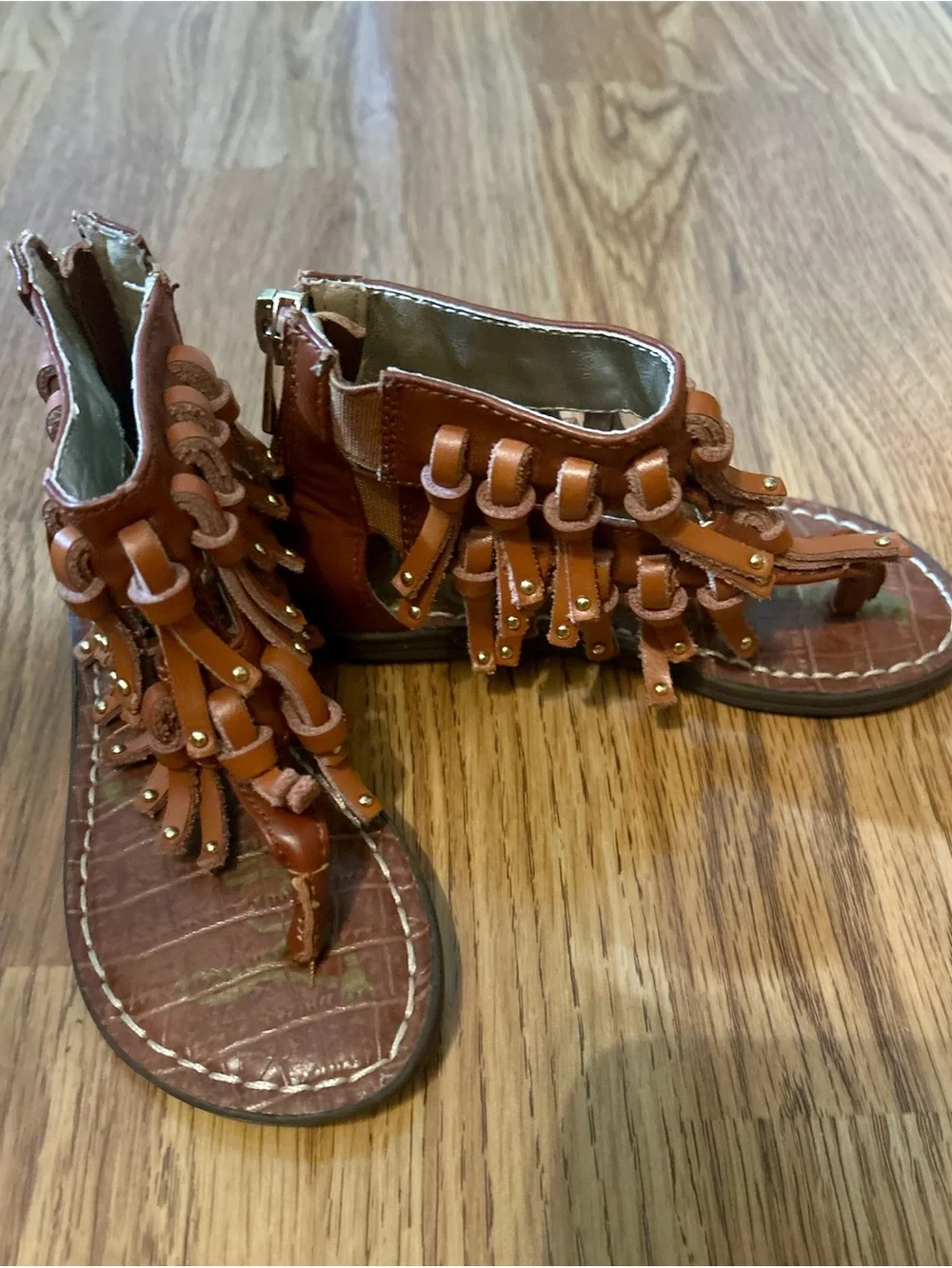 Sam Edelman Kids/Little Girls Griffen Gladiator Frimge sandals Brown Size 8